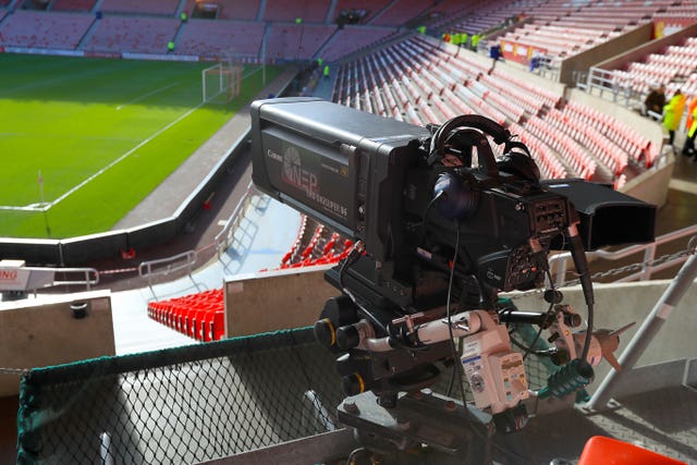 A television camera at a Premier League game