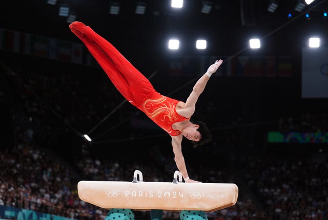 China’s Zhang Boheng on the pommel horse