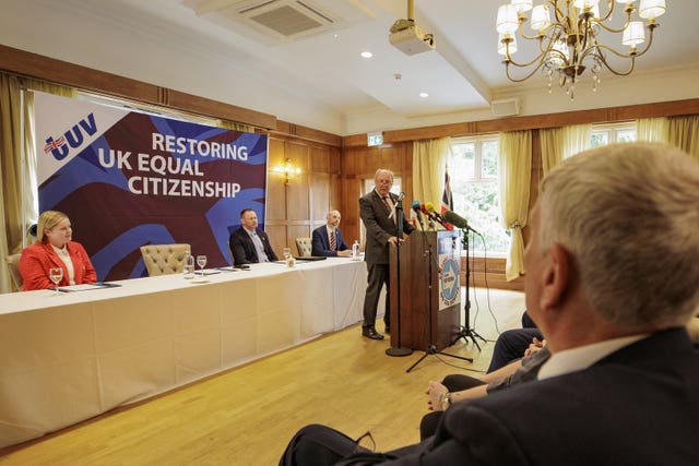 Traditional Unionist Voice leader Jim Allister launches his party's campaign in Antrim