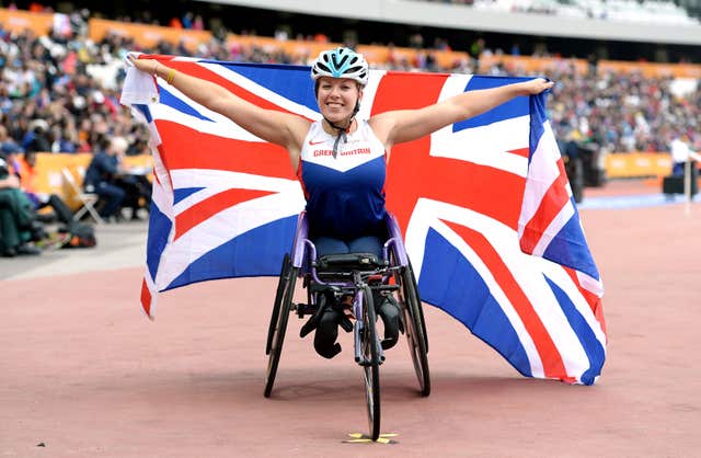 Hannah Cockcroft with a Union Flag