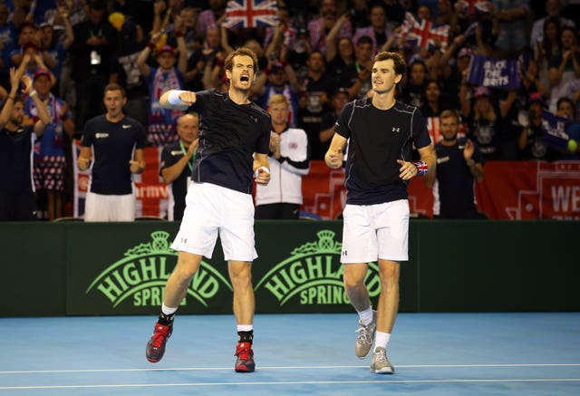 Murray, left, has had some of his most emotional moments playing Davis Cup in Glasgow with brother Jamie
