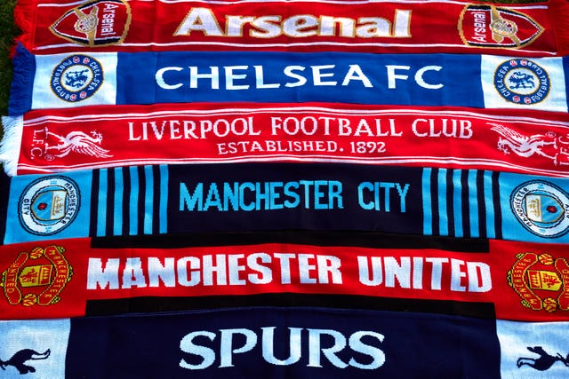Scarves from the 'big six' English teams