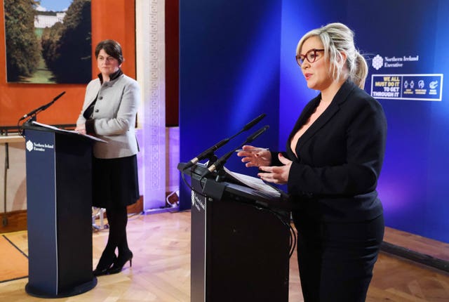 First Minister Arlene Foster, left, and Deputy First Minister Michelle O’Neill 