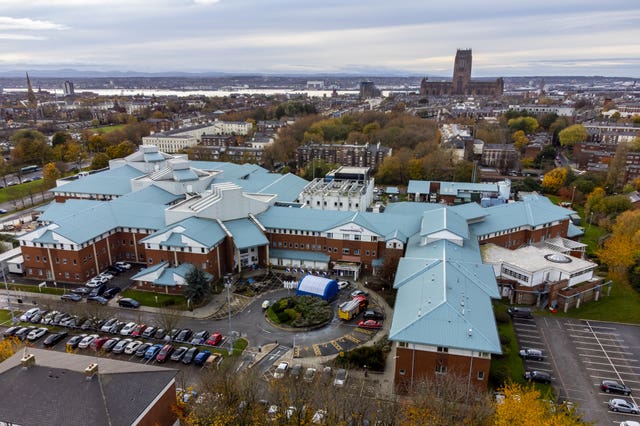 Aerial view of police activity after an explosion at Liverpool Women's Hospital (Peter Byrne / PA)