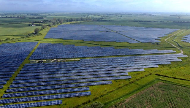 Aerial view of a solar farm