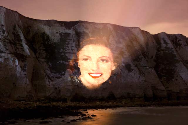A portrait of the singer was projected onto the White Cliffs of Dover to celebrate her 100th birthday