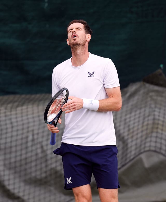 Andy Murray reacts to a missed shot