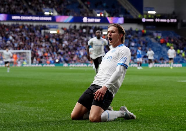 Romeo Vermant slides on his knees in celebration