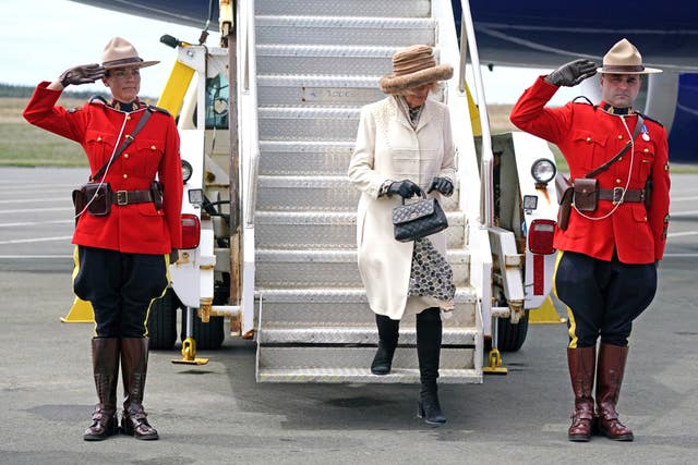 The Duchess of Cornwall arrives in St John’s, Newfoundland and Labrador, with the Prince of Wales for their three-day trip to Canada to mark the Queen’s Platinum Jubilee