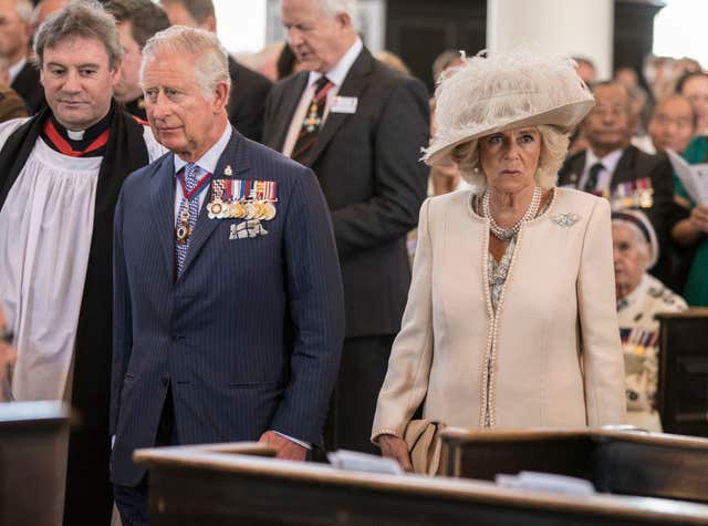 Charles and Camilla attend the service at St Martin-in-the-Fields (Richard Pohle/The Times via PA)
