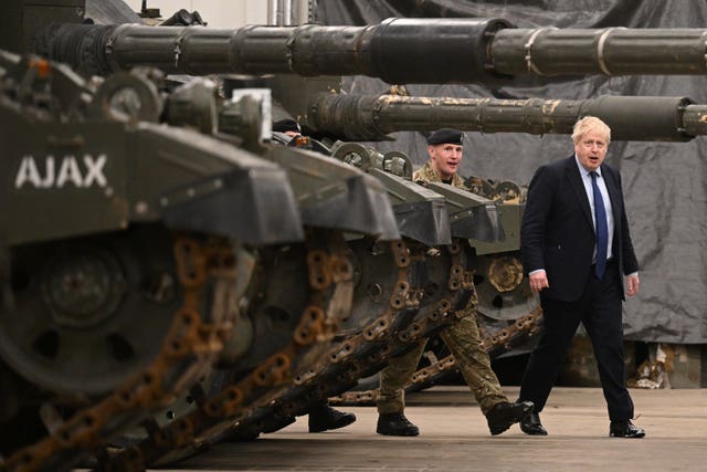 Boris Johnson said the international community has a responsibility to help Ukraine but has ruled out British forces fighting there (Leon Neal/PA)