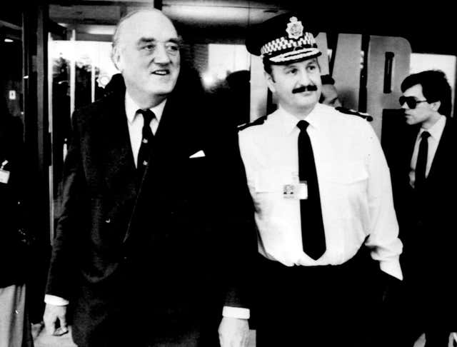 James Anderton with then home secretary Willie Whitelaw (Archive/PA)