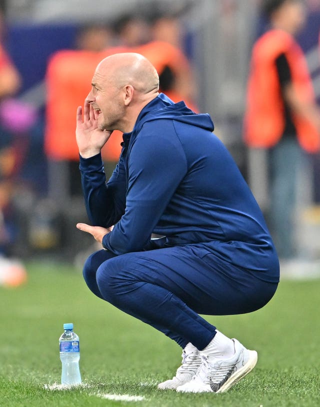 England head coach Lee Carsley shouts from the touchline during the final