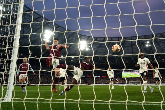 Michail Antonio fired West Ham level against Frankfurt but they must overturn a 2-1 deficit 