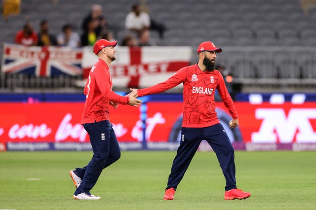Moeen Ali, right, and Liam Livingstone seem to be England's preferred spin bowling all-rounders (PA)