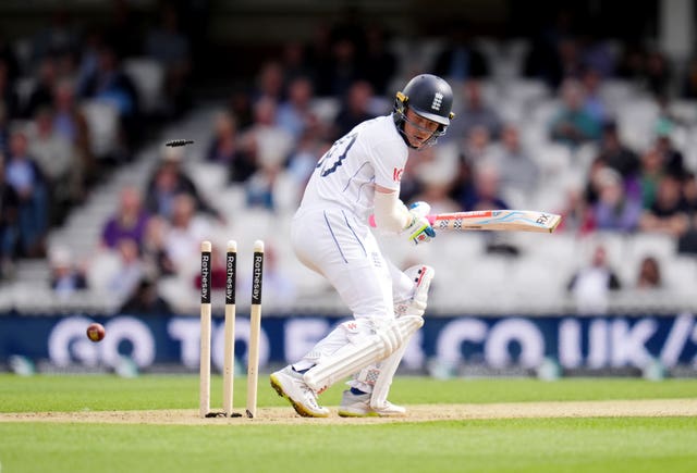 Ollie Pope is bowled Sri Lanka’s Lahiru Kumara