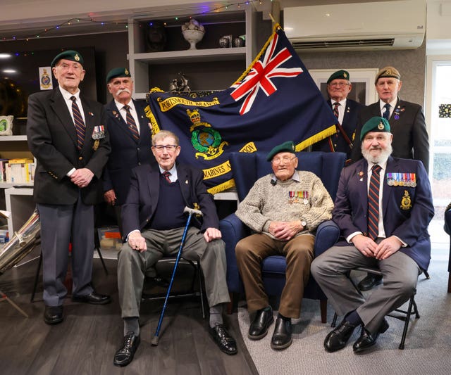 Jeffrey Broadhurst with fellow former Royal Marines