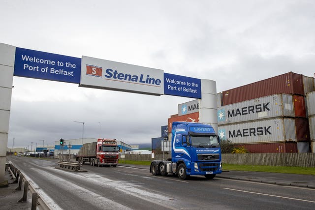 Freight lorries travelling through the Port of Belfast