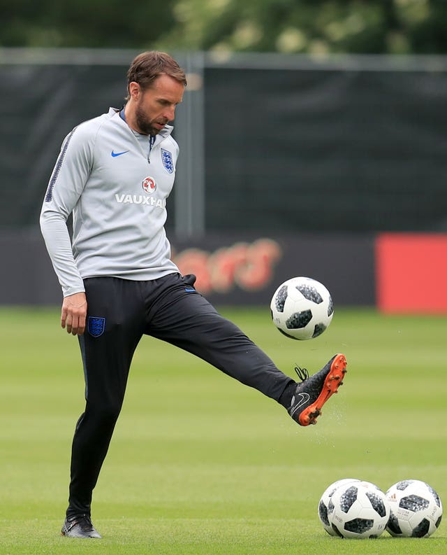 England manager Gareth Southgate on the training field