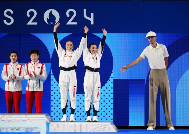 Yasmin Harper and Scarlett Mew Jensen on the Olympic podium