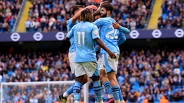 Manchester City’s Josko Gvardiol (right) celebrates with team-mates after scoring their side’s fifth goal of the game during the Premier League match at the Etihad Stadium, Manchester. Picture date: Saturday April 13, 2024.