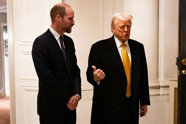 The Prince of Wales greeting US president-elect Donald Trump at the UK Ambassador's residence in Paris 