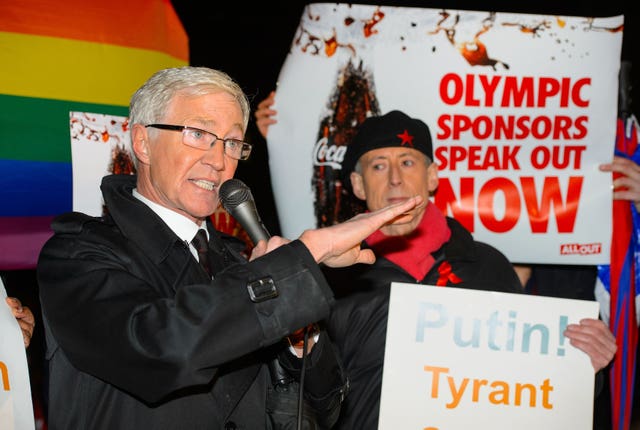 Paul O’Grady at an LGBT rally