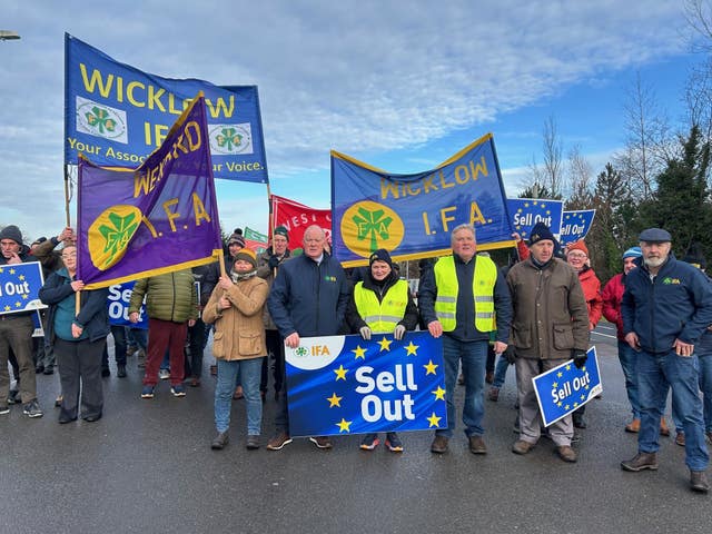 People in Athlone protesting against the EU-Mercosur trade deal on Saturday 