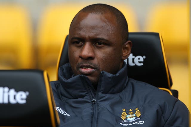 Patrick Vieira in his role as a coach at Manchester City