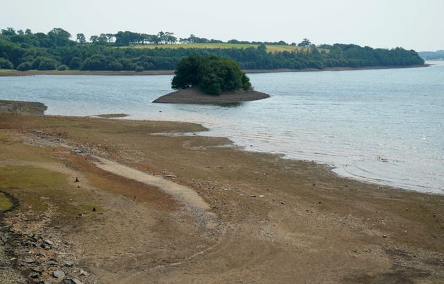 Low water levels at a Devon lake