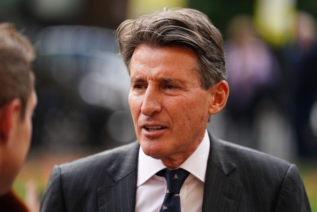 Head and shoulders shot of World Athletics president Lord Coe,, wearing a grey jacket, white shirt and black tie