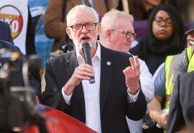 Jeremy Corbyn speaks at a protest
