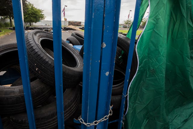 The chained and barricaded entrance gates to Avoniel Leisure Centre