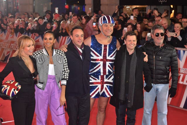 Judges Amanda Holden, Alesha Dixon, Anthony McPartlin and David Walliams, alongside presenters Anthony McPartlin and Declan Donnelly (John Stillwell/PA)