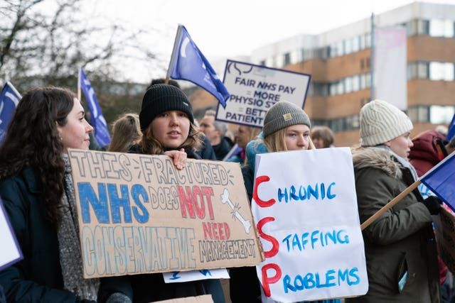 There are more than 40 CSP picket lines across the country on Thursday, according to the CSP (Joe Giddens/PA)