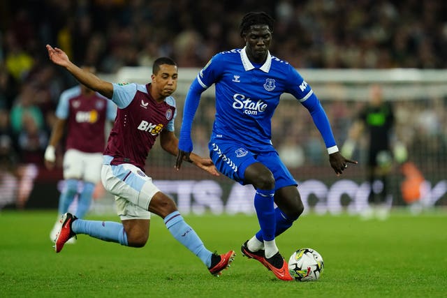 Everton's Amadou Onana (right) and Aston Villa's Youri Tielemans