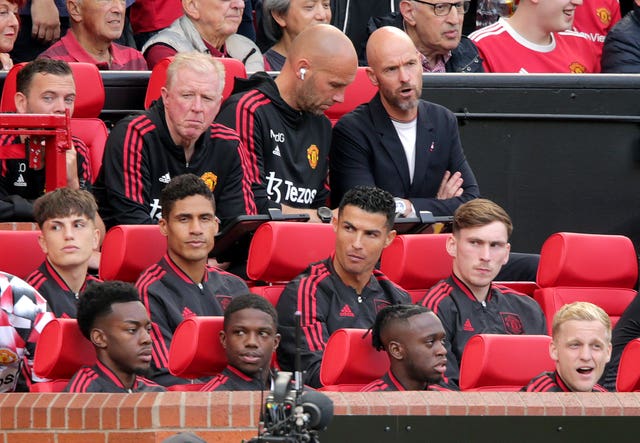 Ronaldo (centre) started on the bench