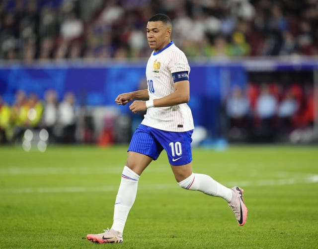 Kylian Mbappe for France against Austria at Euro 2024