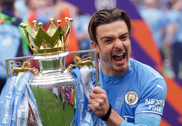 Jack Grealish lifts the trophy