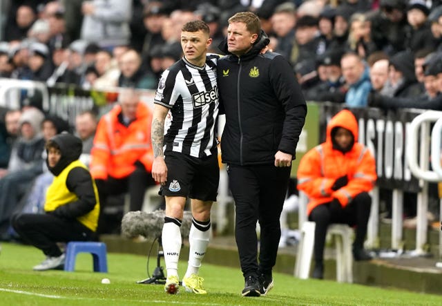 Newcastle’s Kieran Trippier (left) is facing a spell on the sidelines with a calf injury
