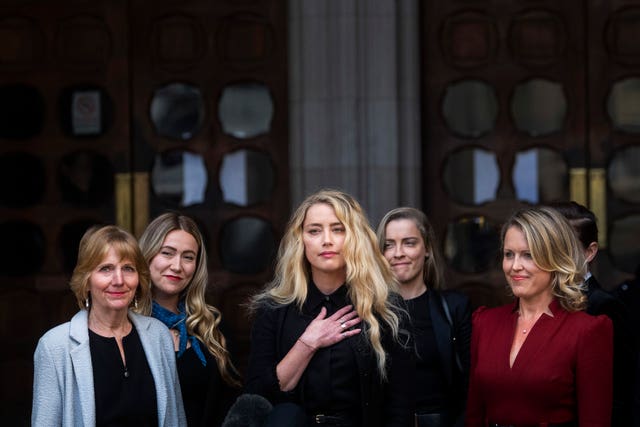 Amber Heard outside the High Court in London 