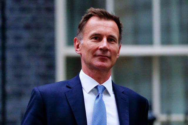 Jeremy Hunt has been conducting his first round of media interviews since he replaced Kwasi Kwarteng as Chancellor on Friday (Victoria Jones/PA)