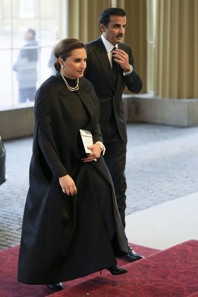 Emir of Qatar Tamim bin Hamad Al Thani arrives for a reception hosted by the King for heads of state ahead of the late Queen's funeral