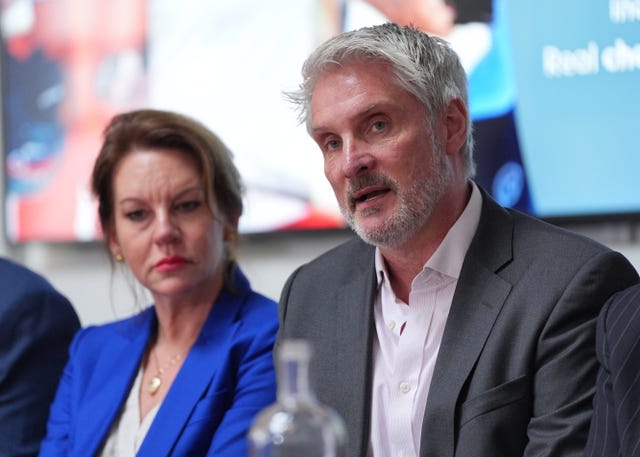 Barnaby's parents, Emma and David Webber, at a press conference