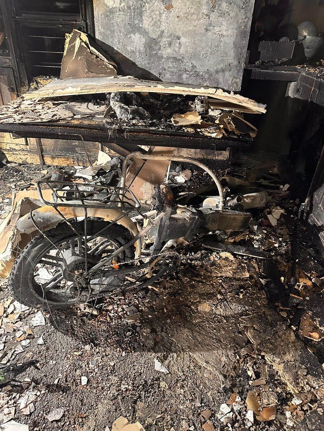 The aftermath of an e-bike fire in Harefield, west London