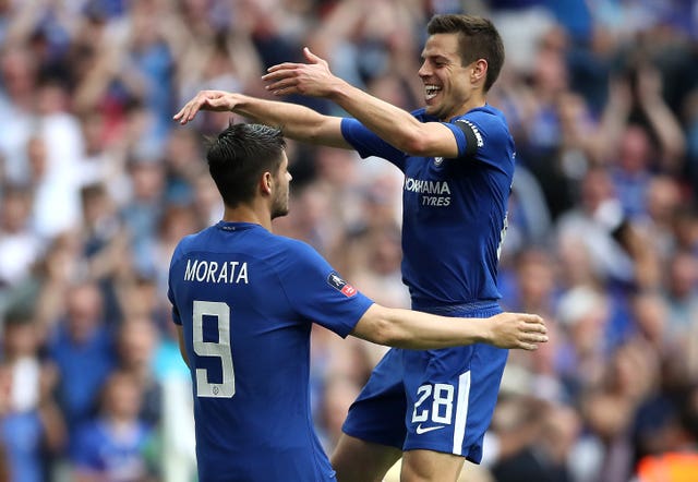 Kepa Arrizabalaga spoke to Alvaro Morata, pictured left, and Cesar Azpilicueta, right, about life at Chelsea