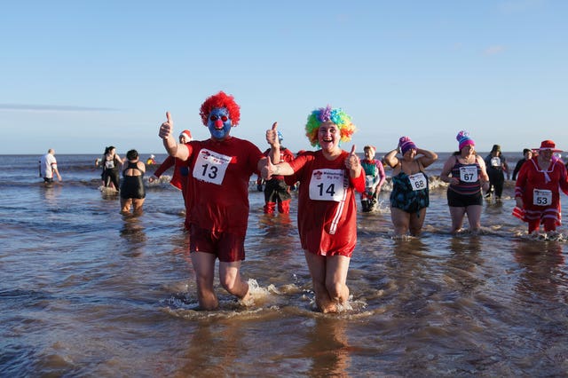 People take part in the Mablethorpe Big Dip