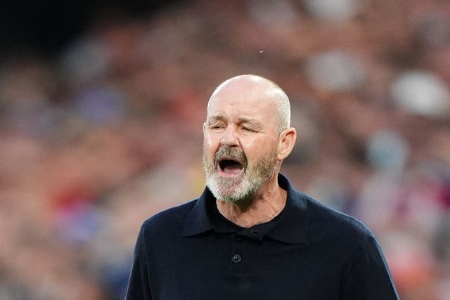 Scotland head coach Steve Clarke shouts on the touchline during his team's Euro 2024 match against Hungary