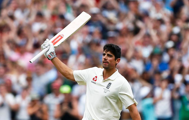 Alastair Cook celebrates a century against Australia