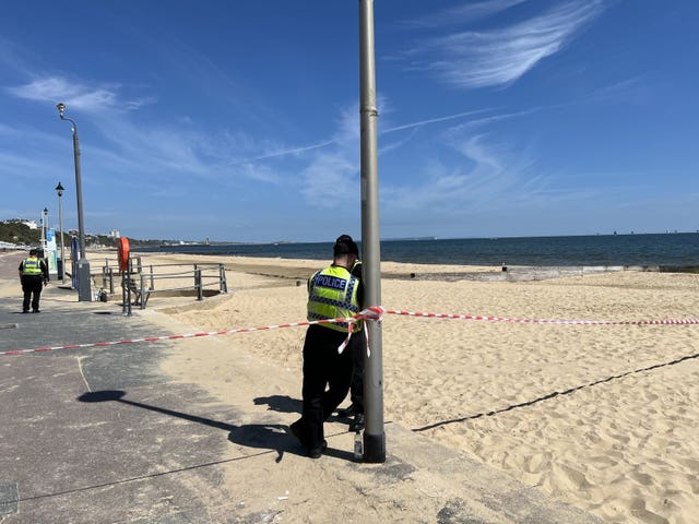 Police at Bournemouth beach stabbings scene